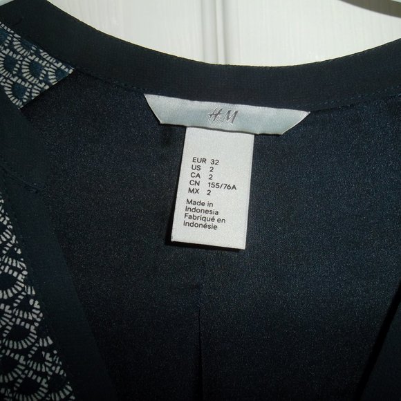 H&M Geometric Print Ruffle Mini Dress Navy Blue - Picture 3 of 3